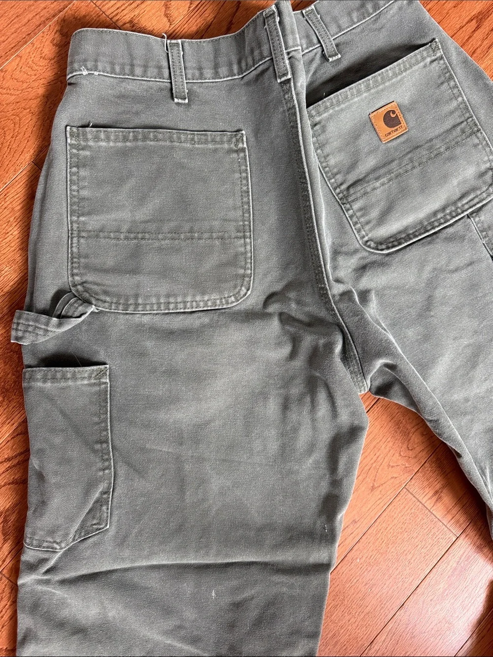 Carhartt Men's Green Work Pants - Durable Canvas Carpenter Trousers